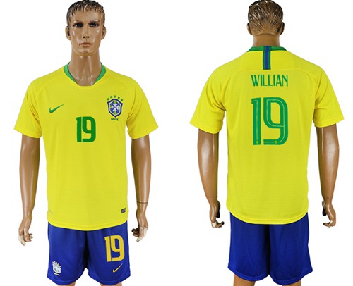 Brazil #19 Willian Home Soccer Country Jersey - Click Image to Close